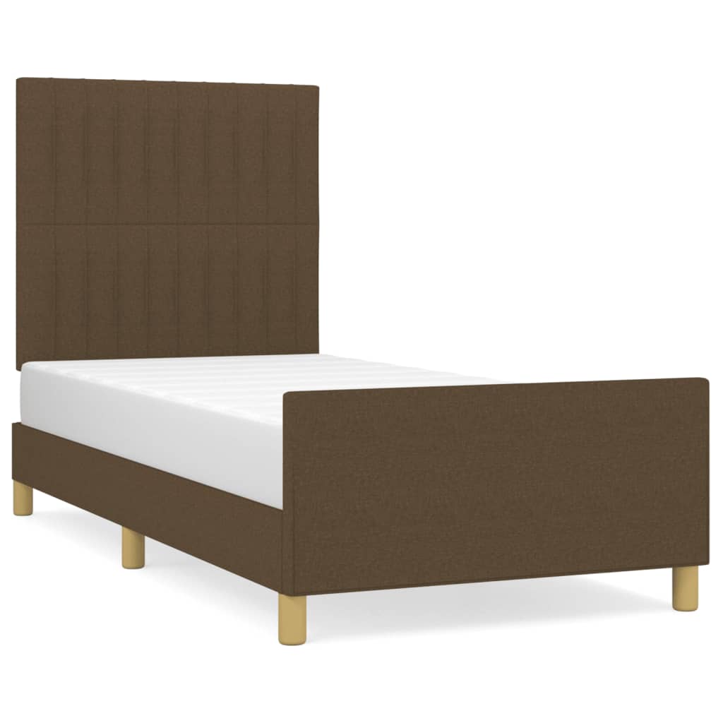 Rám Postele Bez Matrace Tmavě Hnědý 90 X 200 Cm Textil