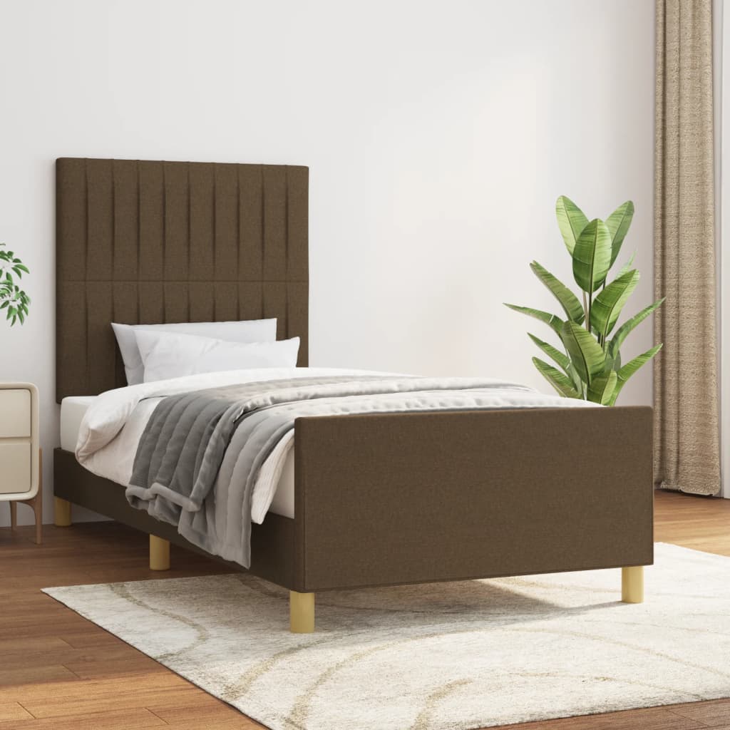 Rám Postele Bez Matrace Tmavě Hnědý 90 X 200 Cm Textil