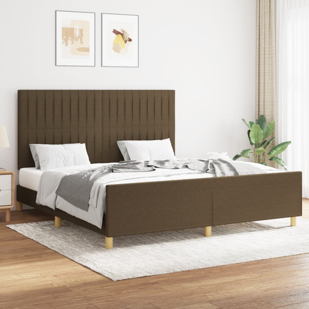 Rám Postele Bez Matrace Tmavě Hnědý 160 X 200 Cm Textil