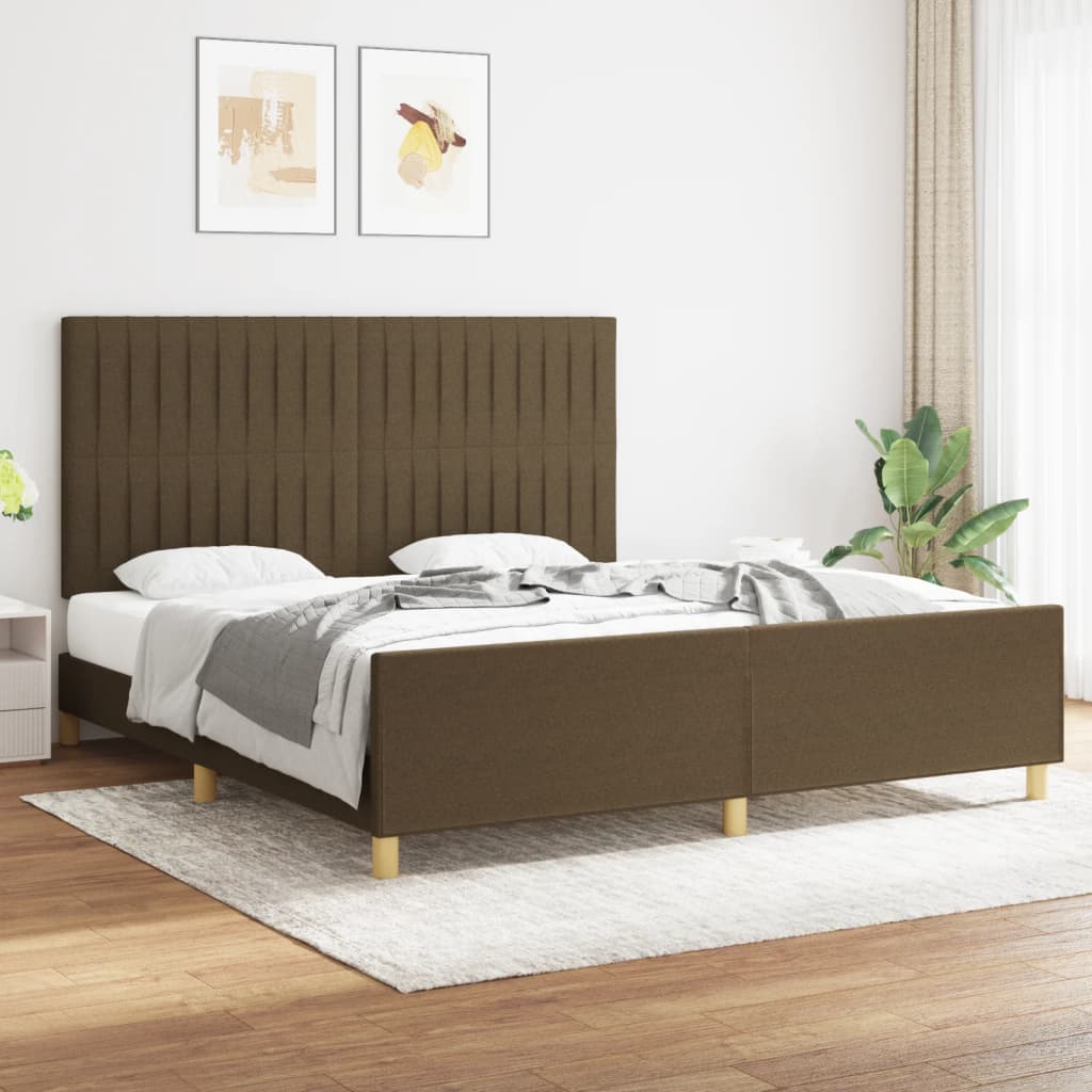 Rám Postele Bez Matrace Tmavě Hnědý 180 X 200 Cm Textil