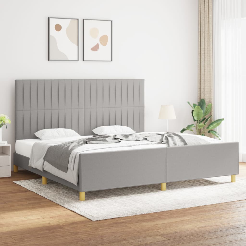 Rám Postele Bez Matrace Světle Šedý Textil Světle Šedá