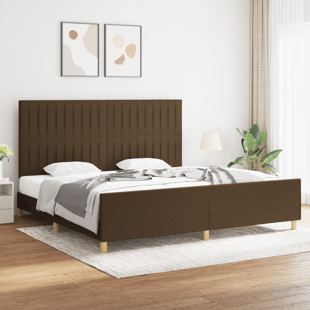 Rám Postele Bez Matrace Tmavě Hnědý 200 X 200 Cm Textil