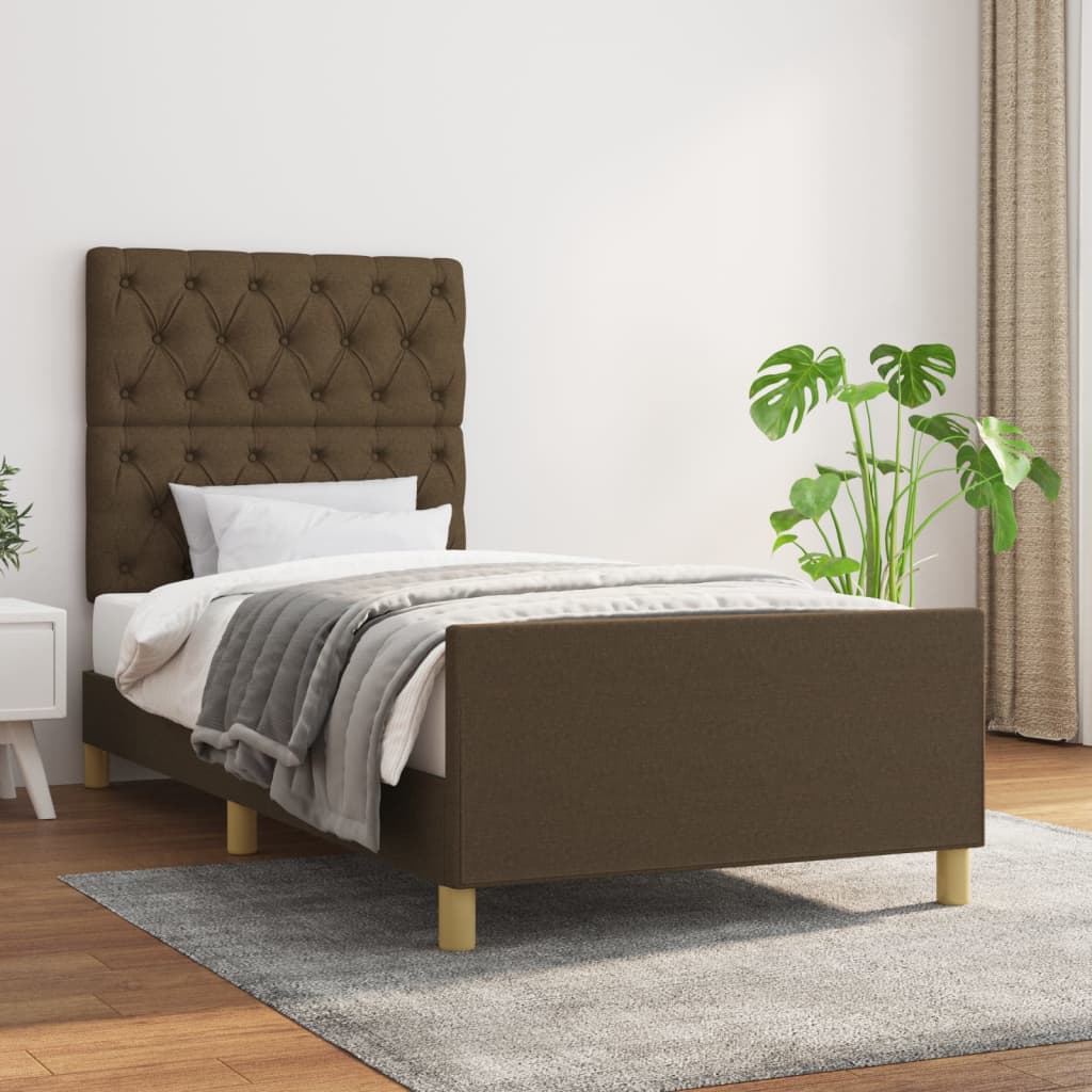 Rám Postele Bez Matrace Tmavě Hnědá 80 X 200 Cm Textil