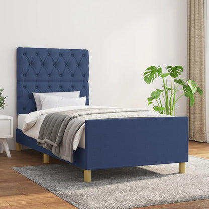 Rám Postele Bez Matrací Textil Modrá