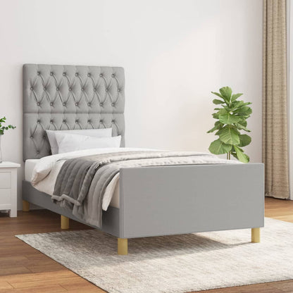 Rám Postele Bez Matrace Světle Šedý Textil Světle Šedá