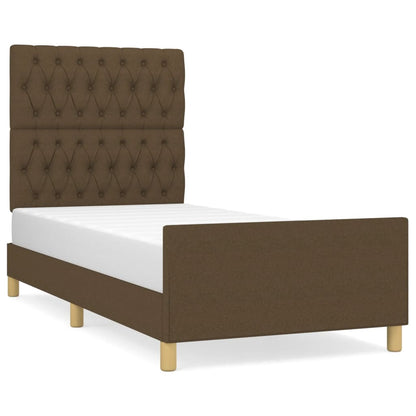 Rám Postele Bez Matrace Tmavě Hnědá 90 X 190 Cm Textil