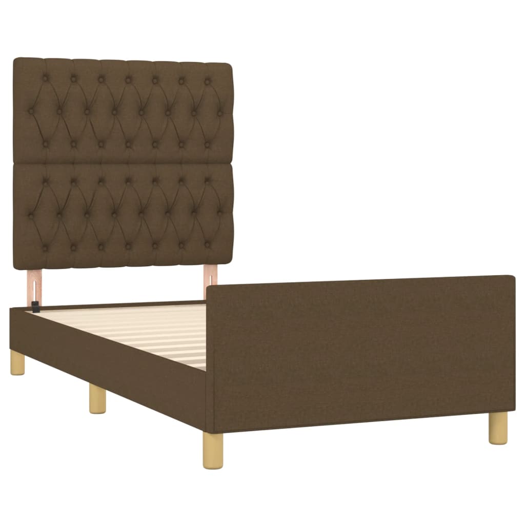 Rám Postele Bez Matrace Tmavě Hnědá 90 X 190 Cm Textil