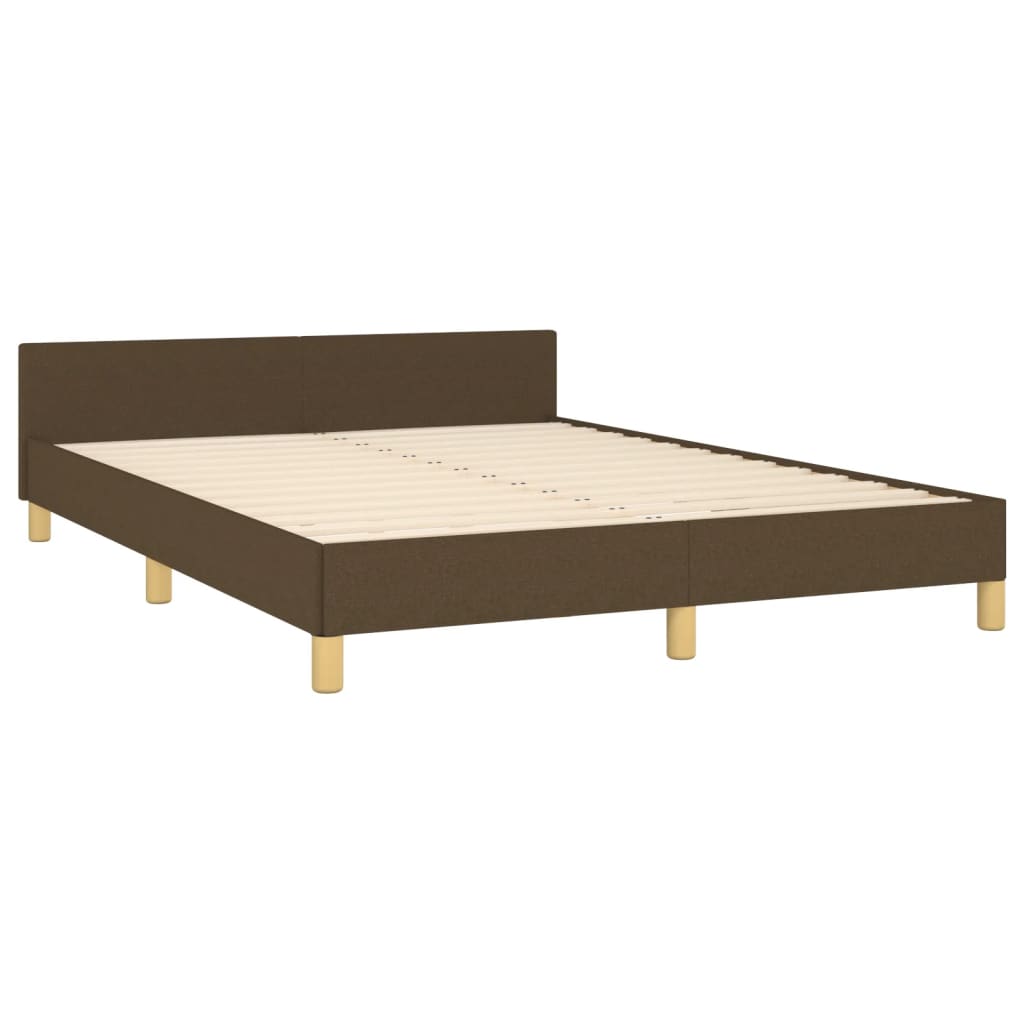 Rám Postele Bez Matrace Tmavě Hnědý 140 X 190 Cm Textil