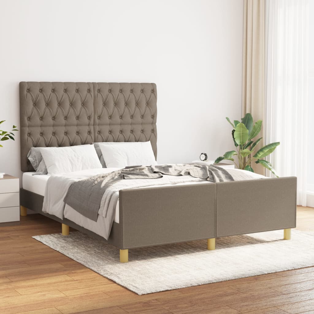Rám Postele Bez Matrace Taupe 140 X 190 Cm Textil