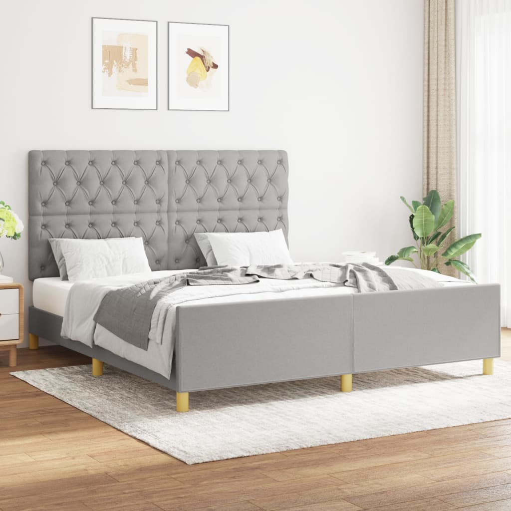 Rám Postele Bez Matrace Světle Šedý Textil Světle Šedá