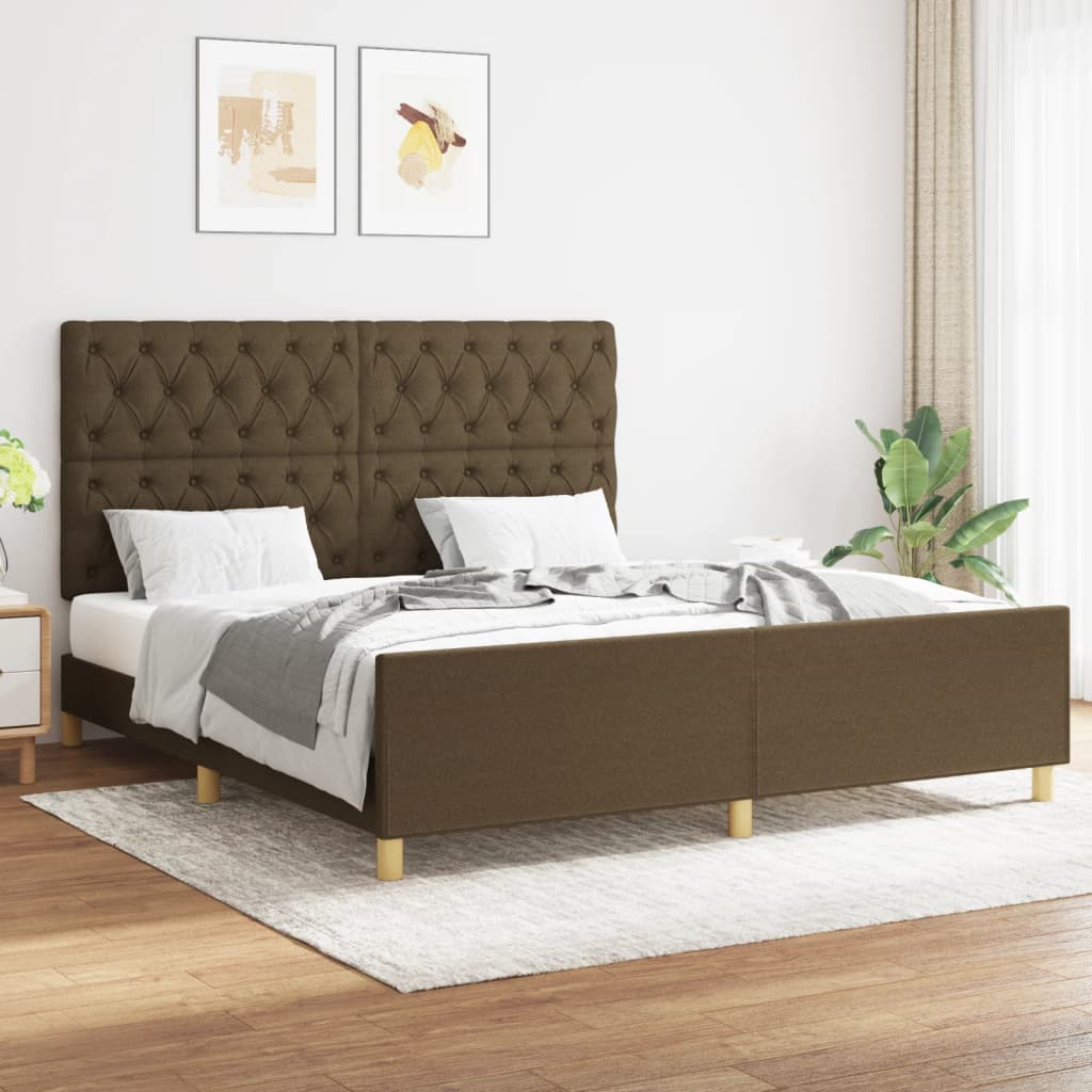 Rám Postele Bez Matrace Tmavě Hnědý 160 X 200 Cm Textil