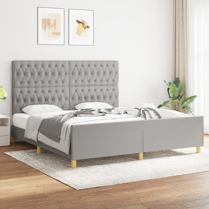 Rám Postele Bez Matrace Světle Šedý Textil Světle Šedá