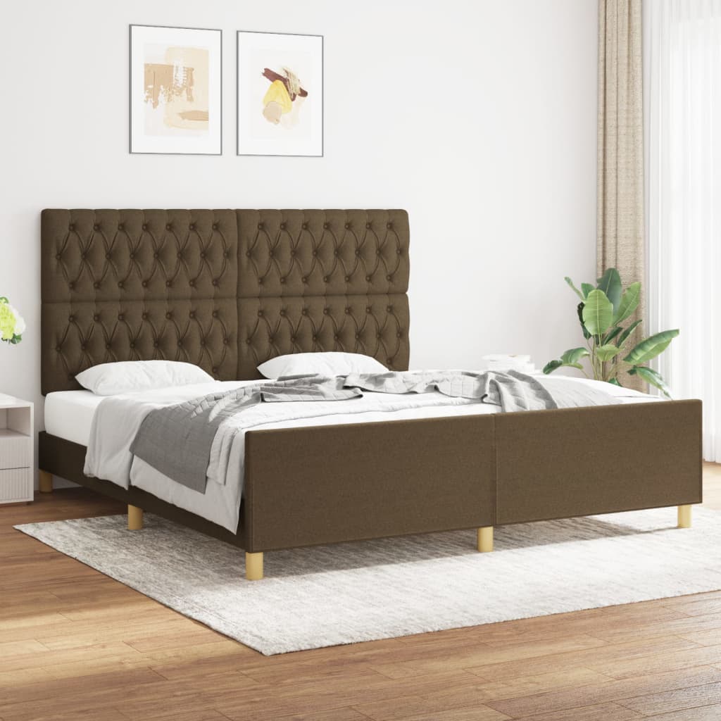 Rám Postele Bez Matrace Tmavě Hnědý 180 X 200 Cm Textil