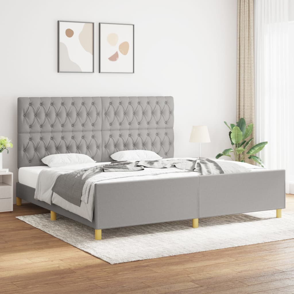 Rám Postele Bez Matrace Světle Šedý Textil Světle Šedá