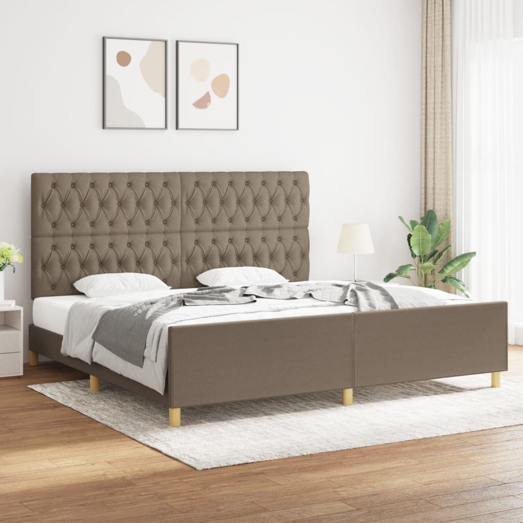 Rám Postele S Čelem Taupe 200X200 Cm Textil