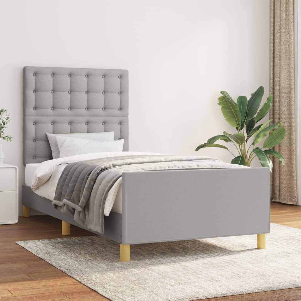 Rám Postele Bez Matrace Světle Šedý Textil Světle Šedá