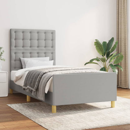 Rám Postele Bez Matrace Světle Šedý Textil Světle Šedá