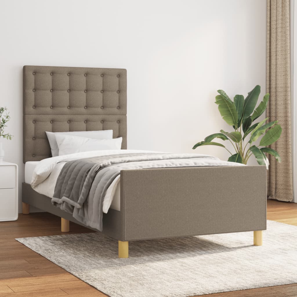 Rám Postele S Čelem Taupe 90X190 Cm Textil