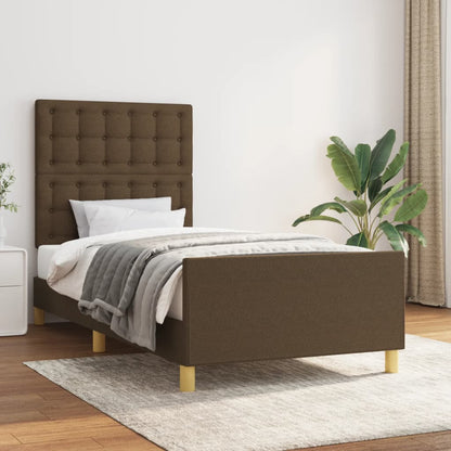Rám Postele Bez Matrace Tmavě Hnědý 90 X 200 Cm Textil
