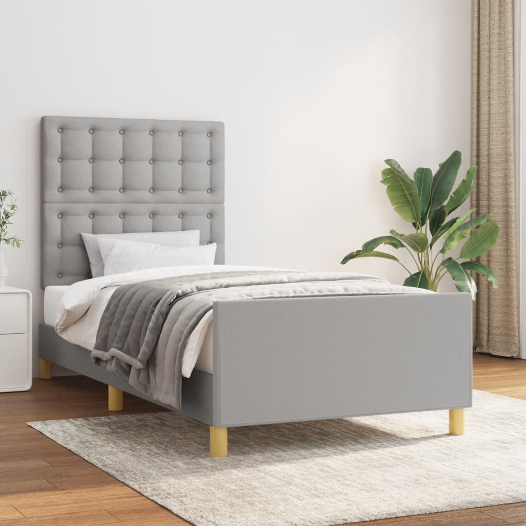 Rám Postele Bez Matrace Světle Šedý Textil Světle Šedá