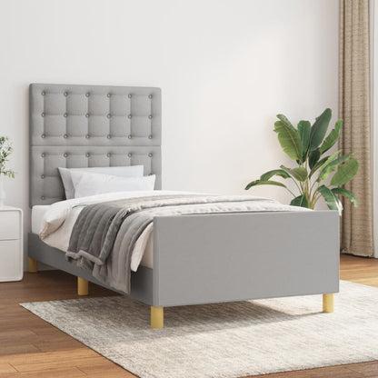 Rám Postele Bez Matrace Světle Šedý Textil Světle Šedá