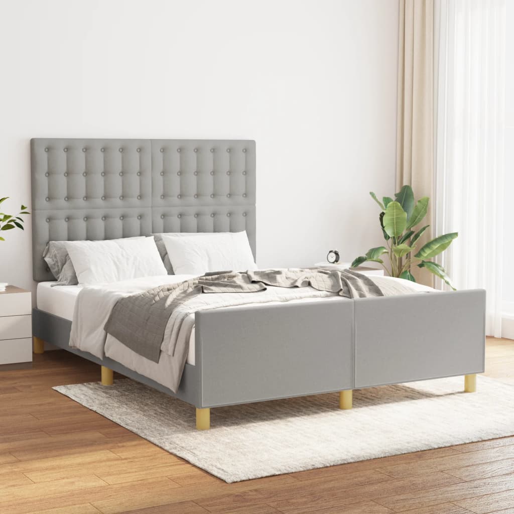 Rám Postele Bez Matrace Světle Šedý Textil Světle Šedá