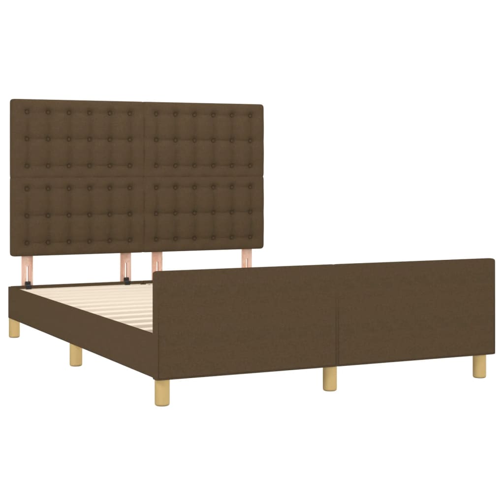 Rám Postele Bez Matrace Tmavě Hnědý 140 X 190 Cm Textil