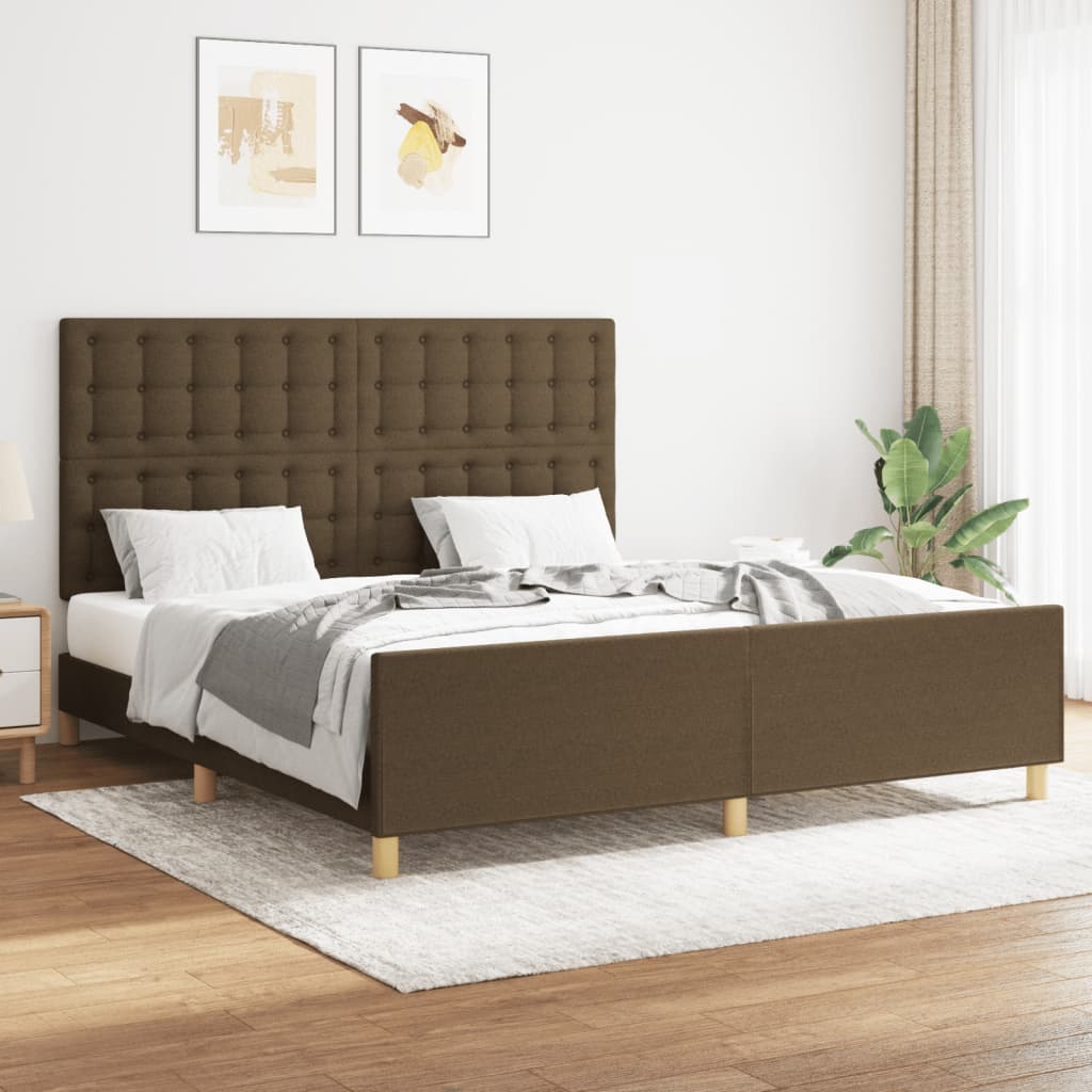 Rám Postele Bez Matrace Tmavě Hnědý 160 X 200 Cm Textil