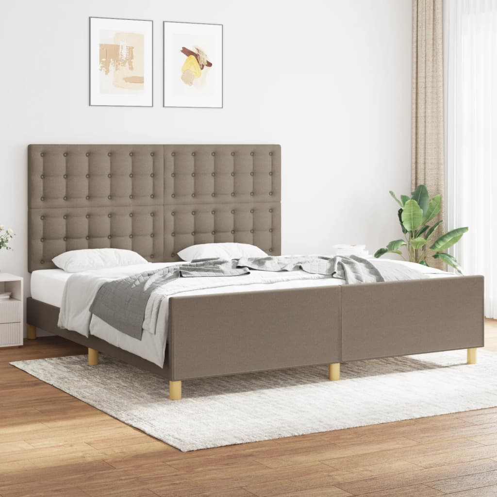 Rám Postele S Čelem Taupe 180X200 Cm Textil