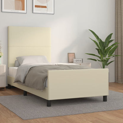 Rám Postele S Čelem Krémový 80 X 200 Cm Umělá Kůže