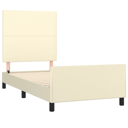 Rám Postele S Čelem Krémový 90X190 Cm Umělá Kůže
