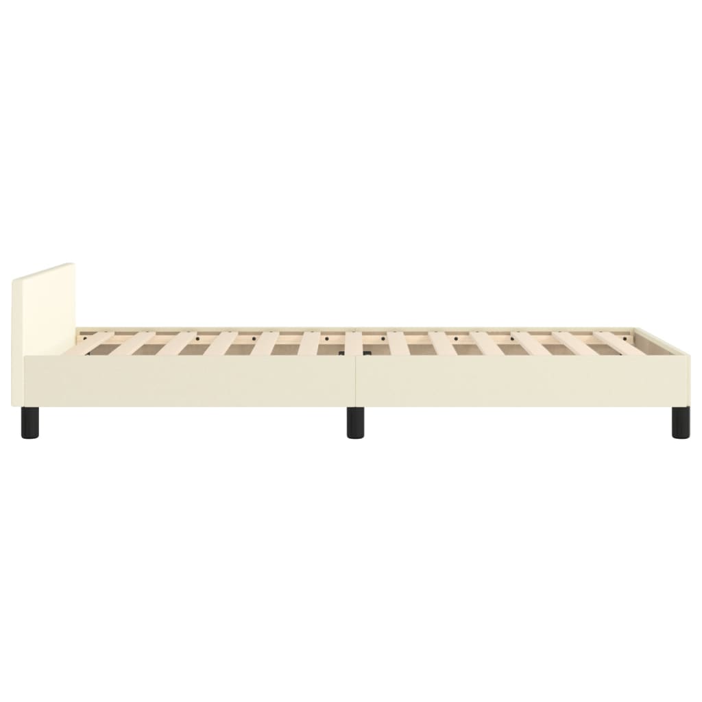 Rám Postele S Čelem Krémový 90X200 Cm Umělá Kůže
