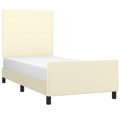 Rám Postele S Čelem Krémový 100X200 Cm Umělá Kůže