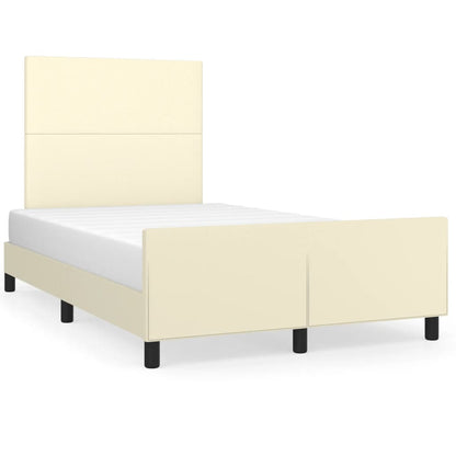 Rám Postele S Čelem Krémový 120X200 Cm Umělá Kůže