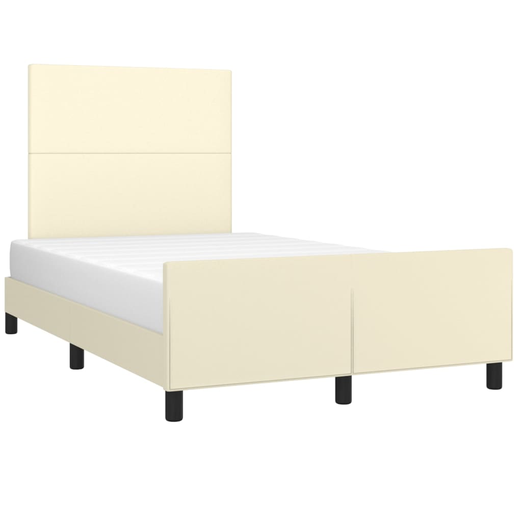 Rám Postele S Čelem Krémový 120X200 Cm Umělá Kůže