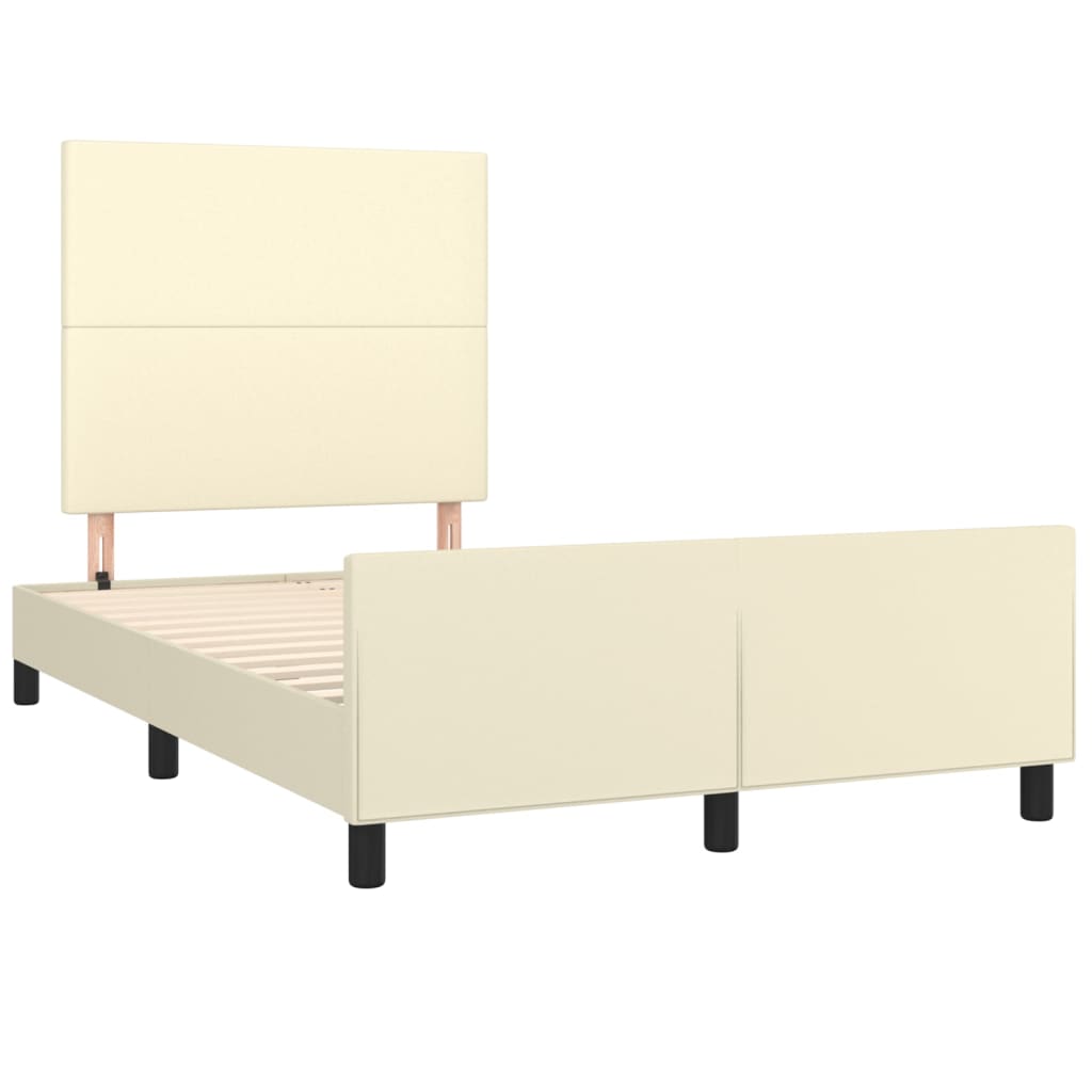 Rám Postele S Čelem Krémový 120X200 Cm Umělá Kůže