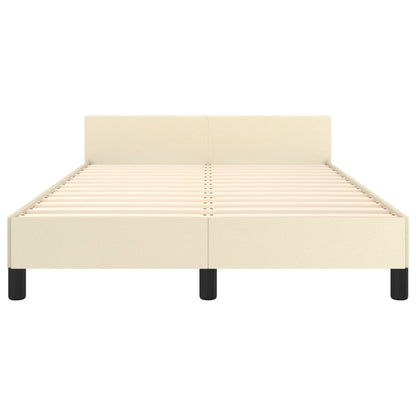Rám Postele S Čelem Krémový 120X200 Cm Umělá Kůže