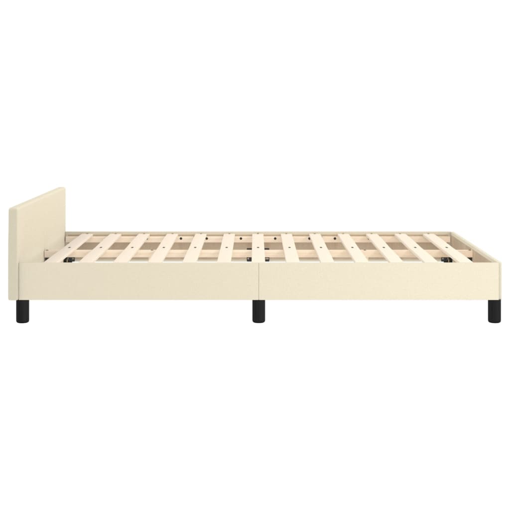 Rám Postele S Čelem Krémový 120X200 Cm Umělá Kůže