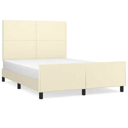 Rám Postele S Čelem Krémový 140X190 Cm Umělá Kůže