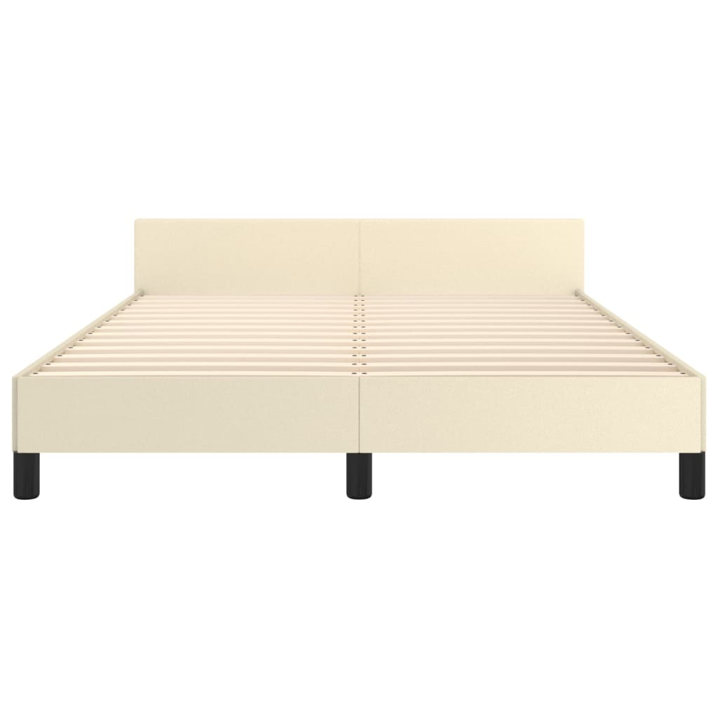 Rám Postele S Čelem Krémový 140X190 Cm Umělá Kůže