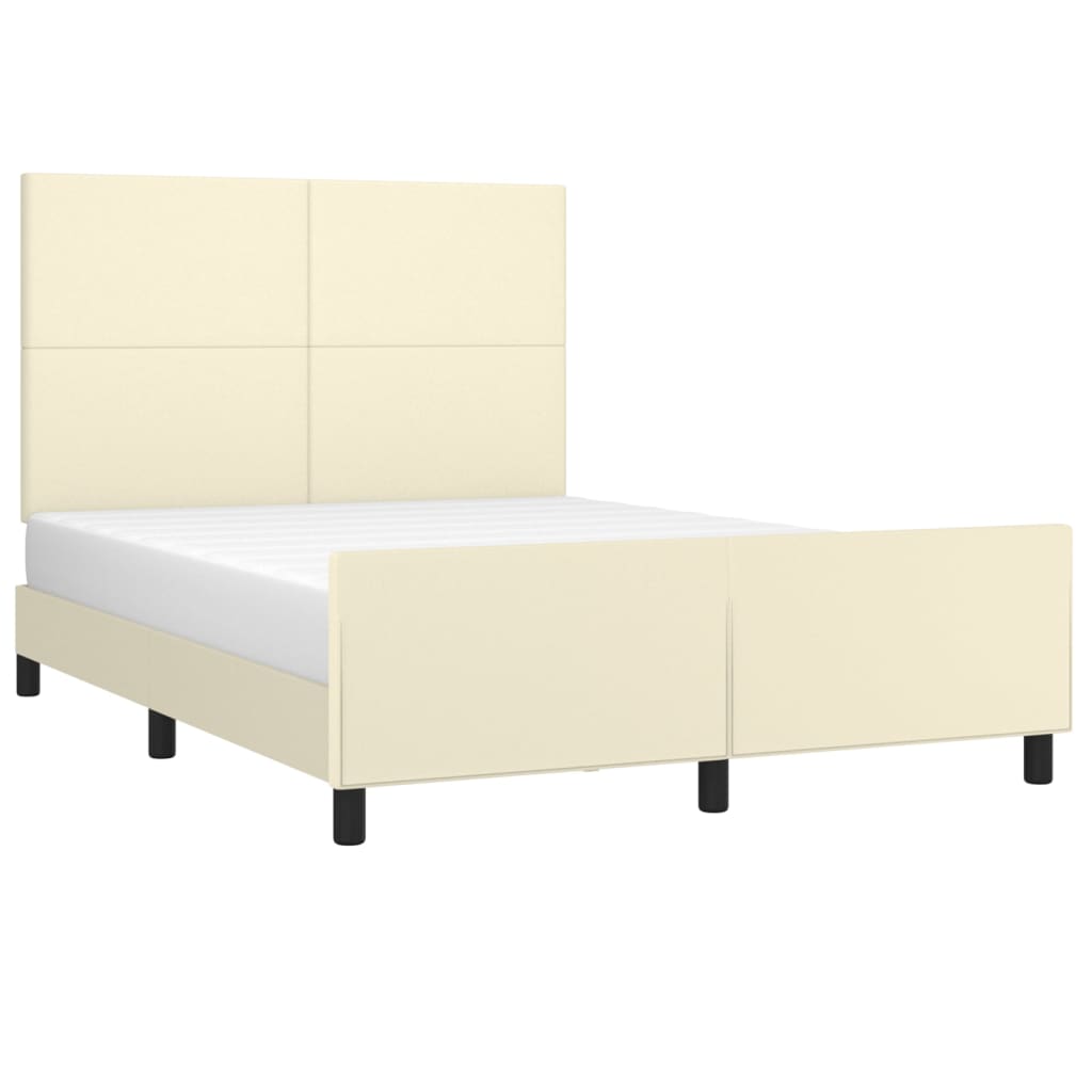 Rám Postele S Čelem Krémový 140X200 Cm Umělá Kůže