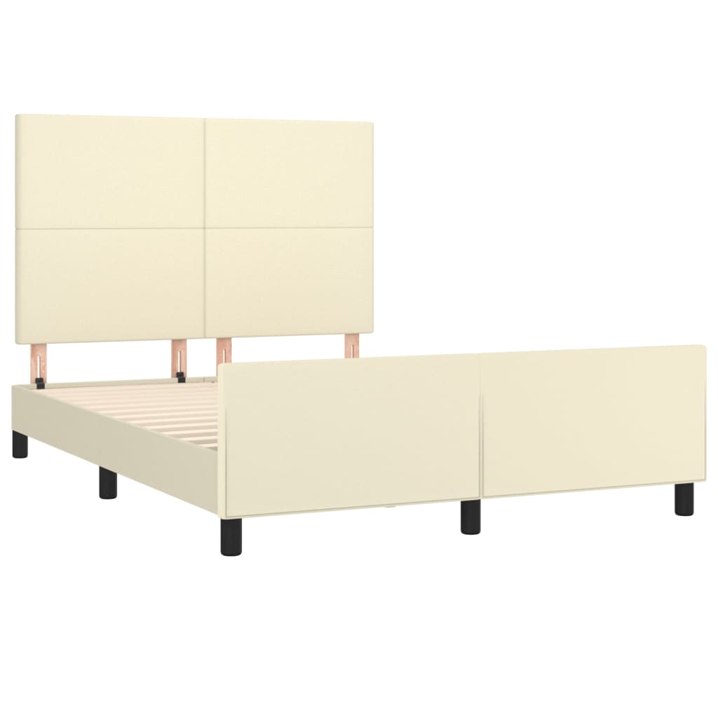Rám Postele S Čelem Krémový 140X200 Cm Umělá Kůže