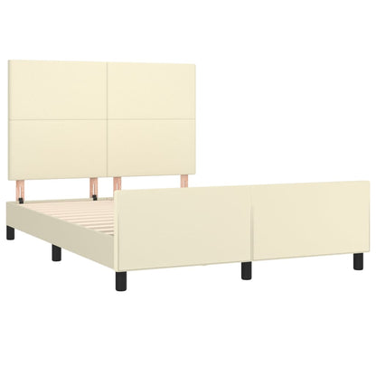 Rám Postele S Čelem Krémový 140X200 Cm Umělá Kůže