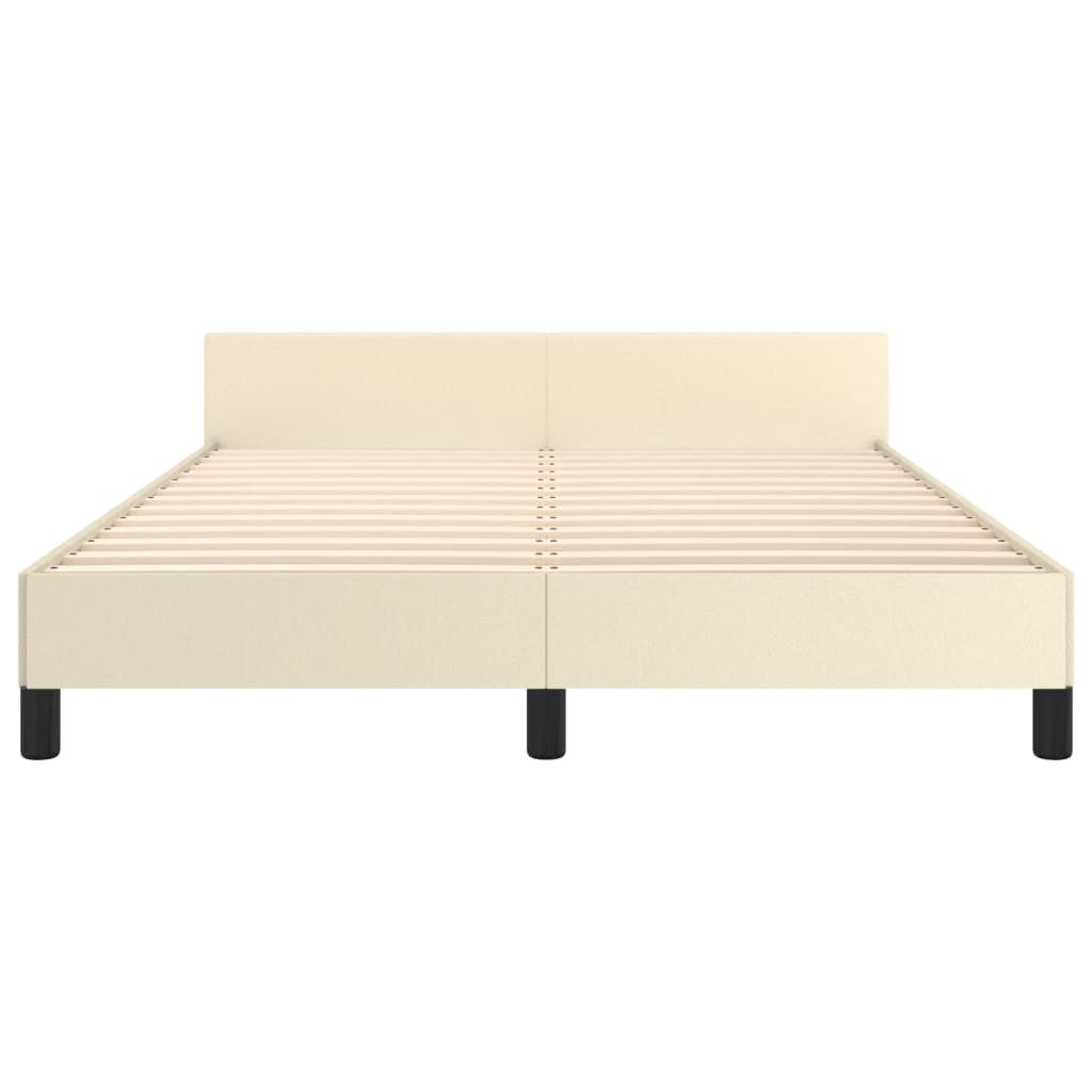 Rám Postele S Čelem Krémový 140X200 Cm Umělá Kůže