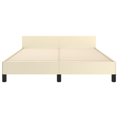 Rám Postele S Čelem Krémový 140X200 Cm Umělá Kůže