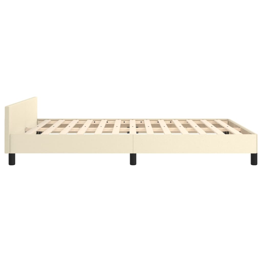Rám Postele S Čelem Krémový 140X200 Cm Umělá Kůže