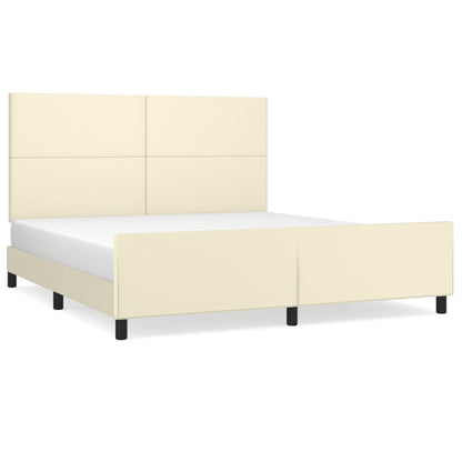 Rám Postele S Čelem Krémový 160X200 Cm Umělá Kůže