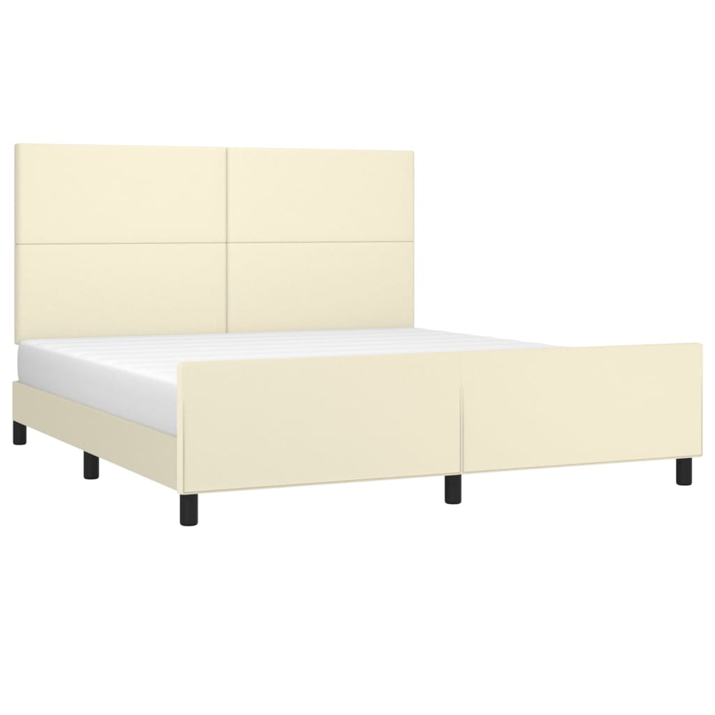 Rám Postele S Čelem Krémový 160X200 Cm Umělá Kůže