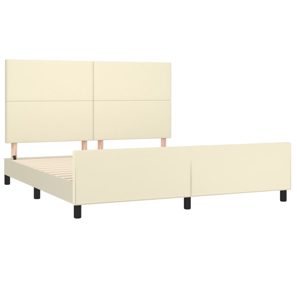 Rám Postele S Čelem Krémový 160X200 Cm Umělá Kůže