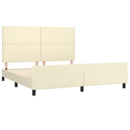 Rám Postele S Čelem Krémový 160X200 Cm Umělá Kůže